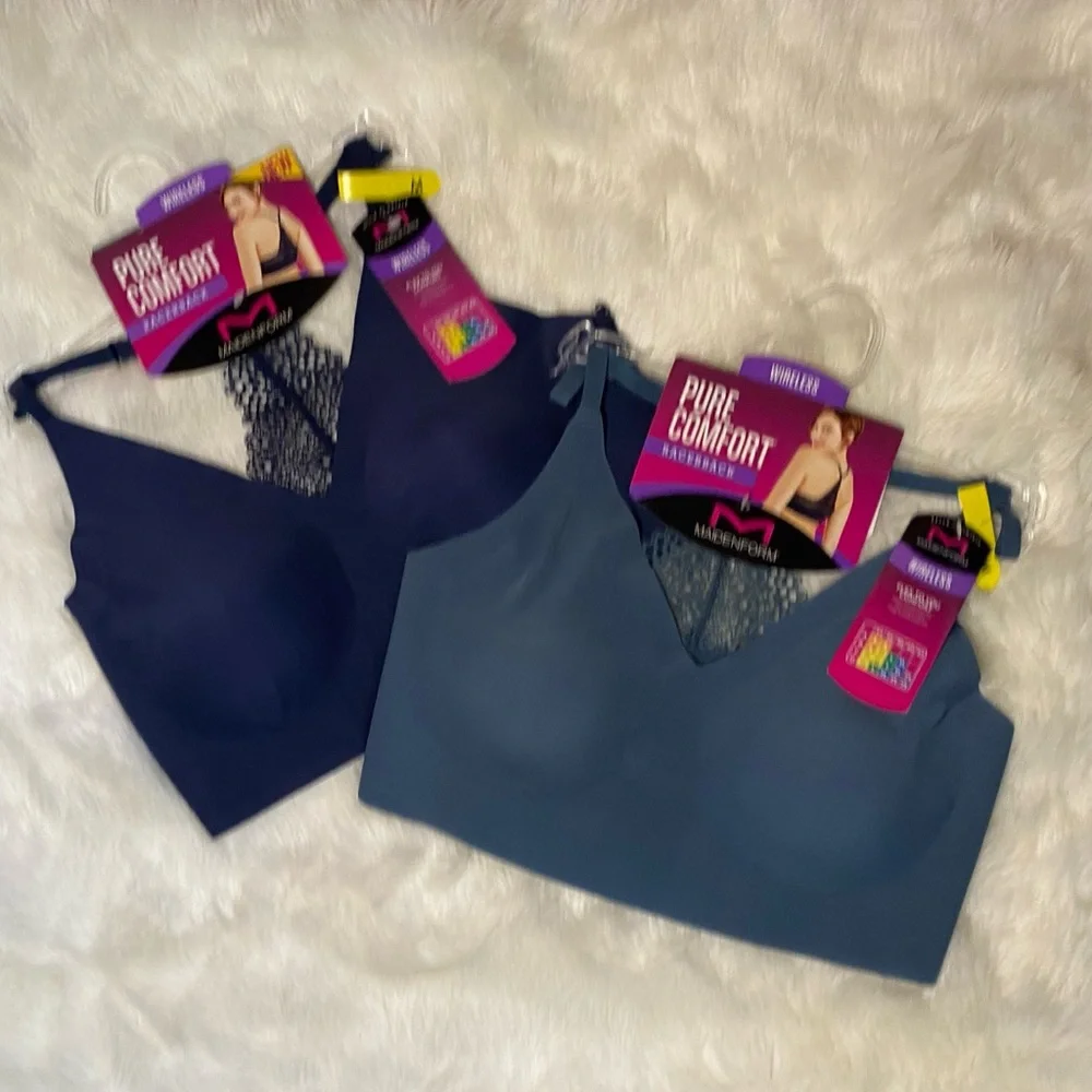 SALE Wirefree Lined Racerback Bra in Smoky Blue - Picture 4 of 9